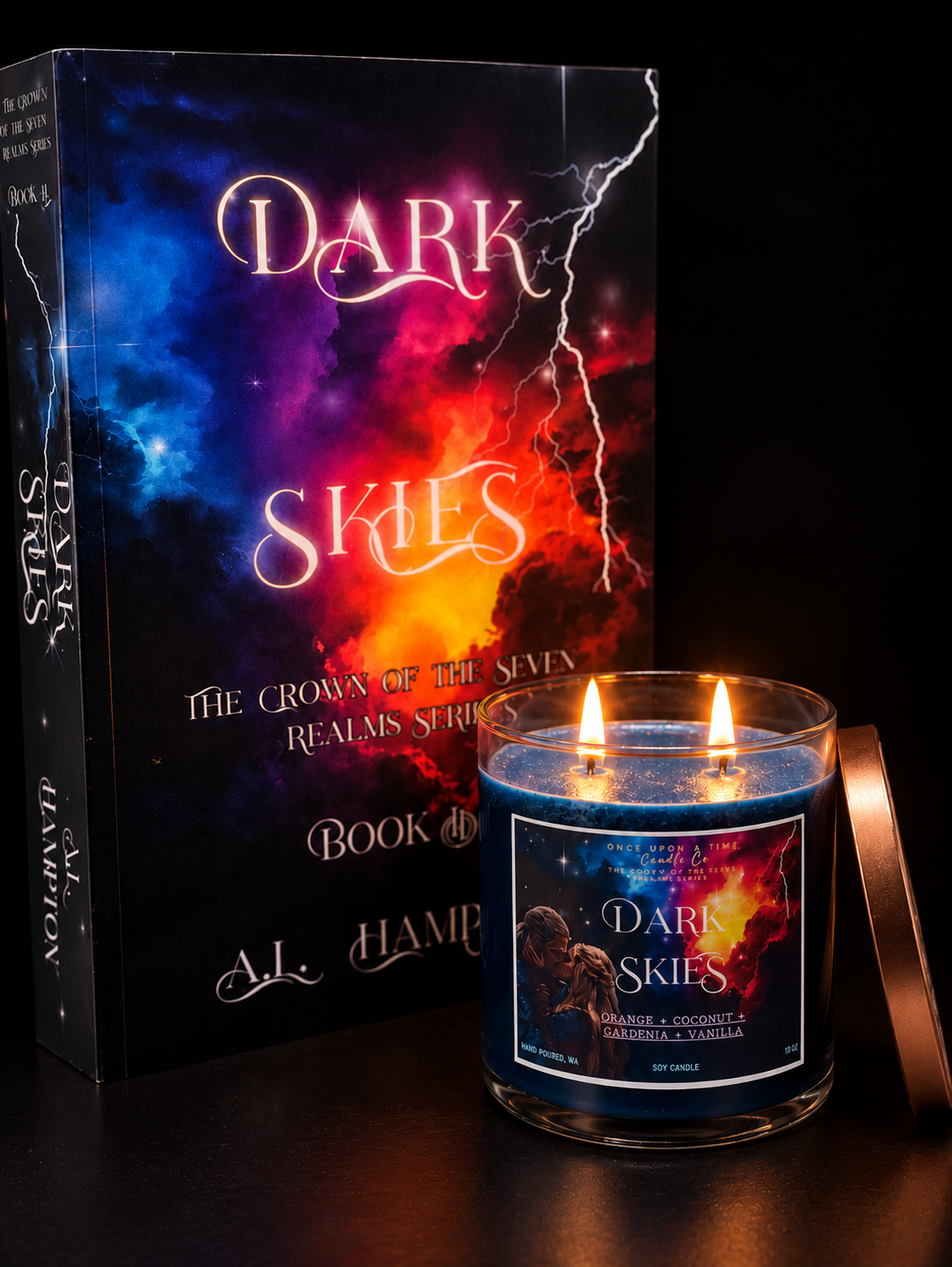 Signed Paperback + Candle Bundle - Dark Skies (Book IV)