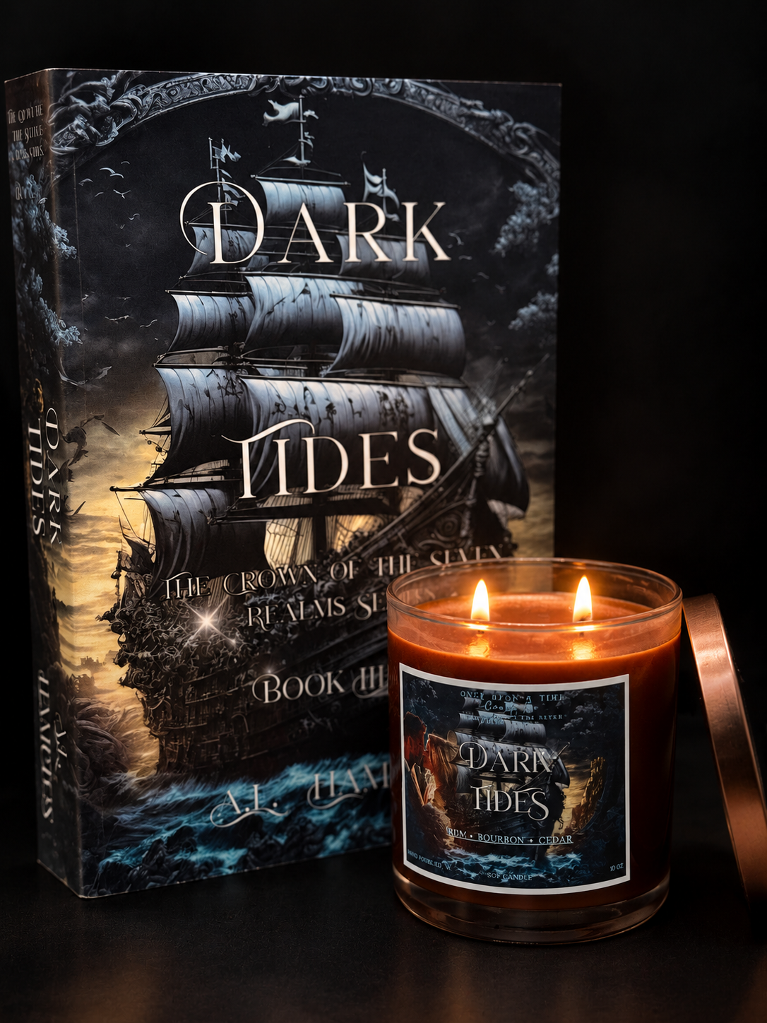 Signed Paperback + Candle Bundle - Dark Tides (Book III)
