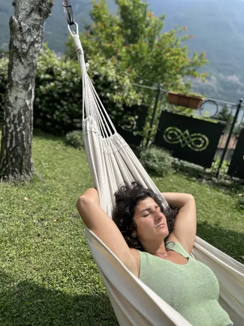 Woman sleeping on the hammock