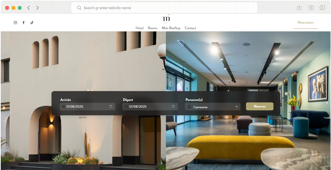 M Suite Hotel — aperçu du site