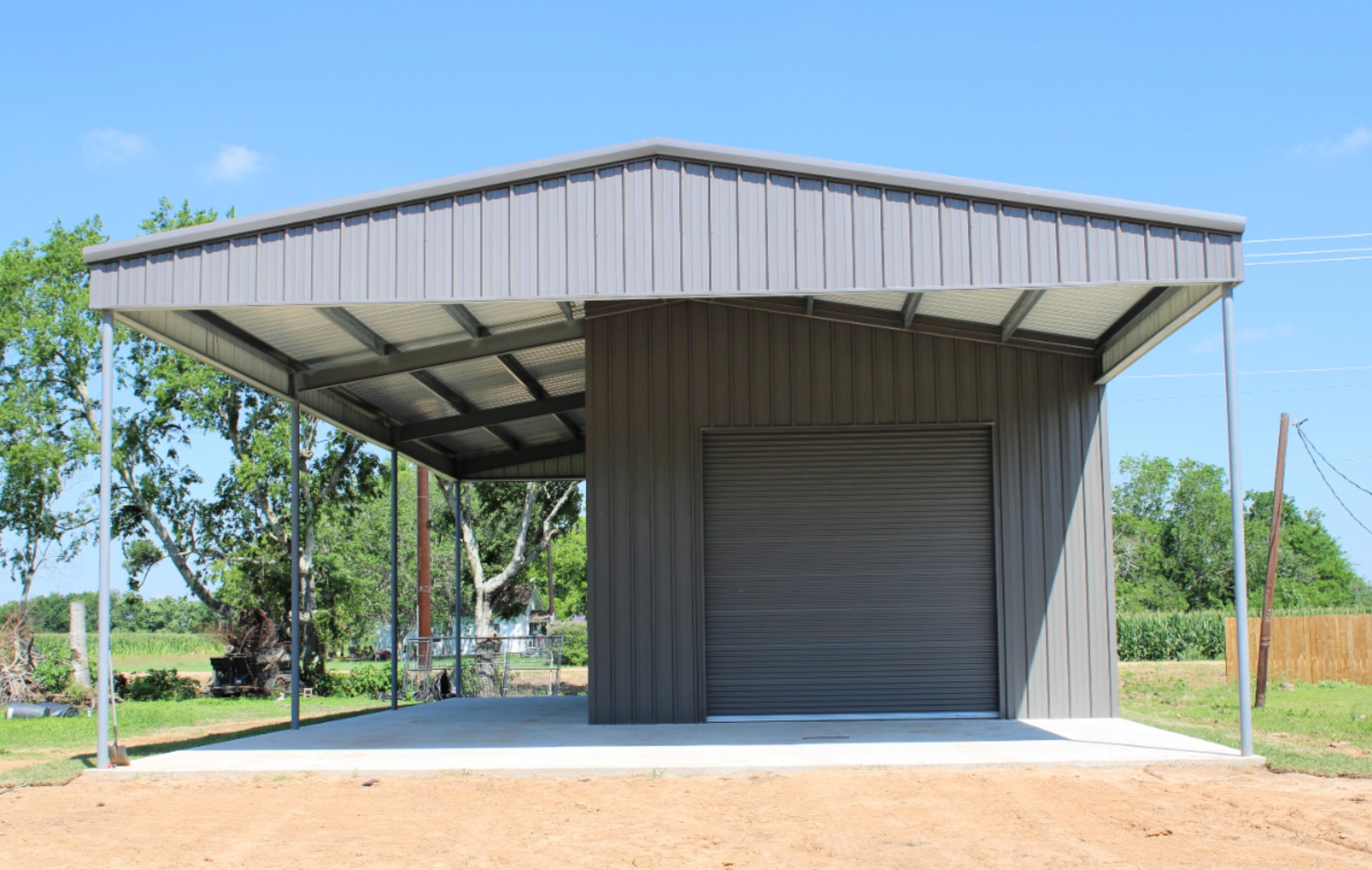 Boat Storage Metal Building with Lean-To — Richmond, TX
