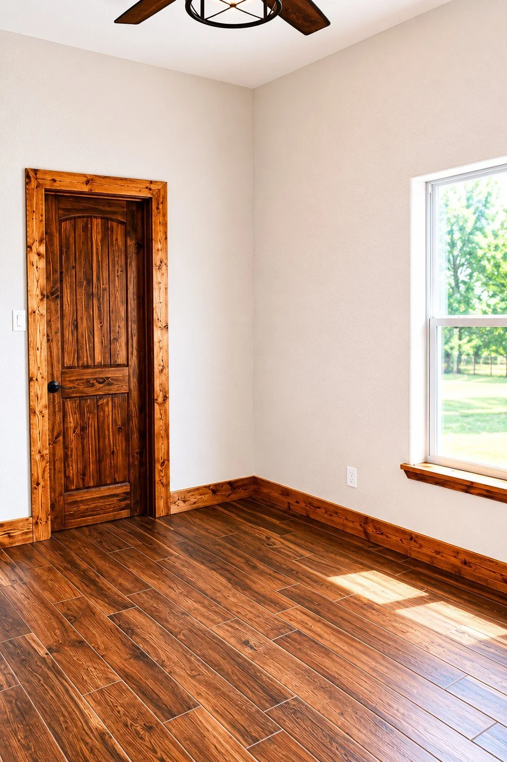 Secondary bedroom with solid wood doors and trim