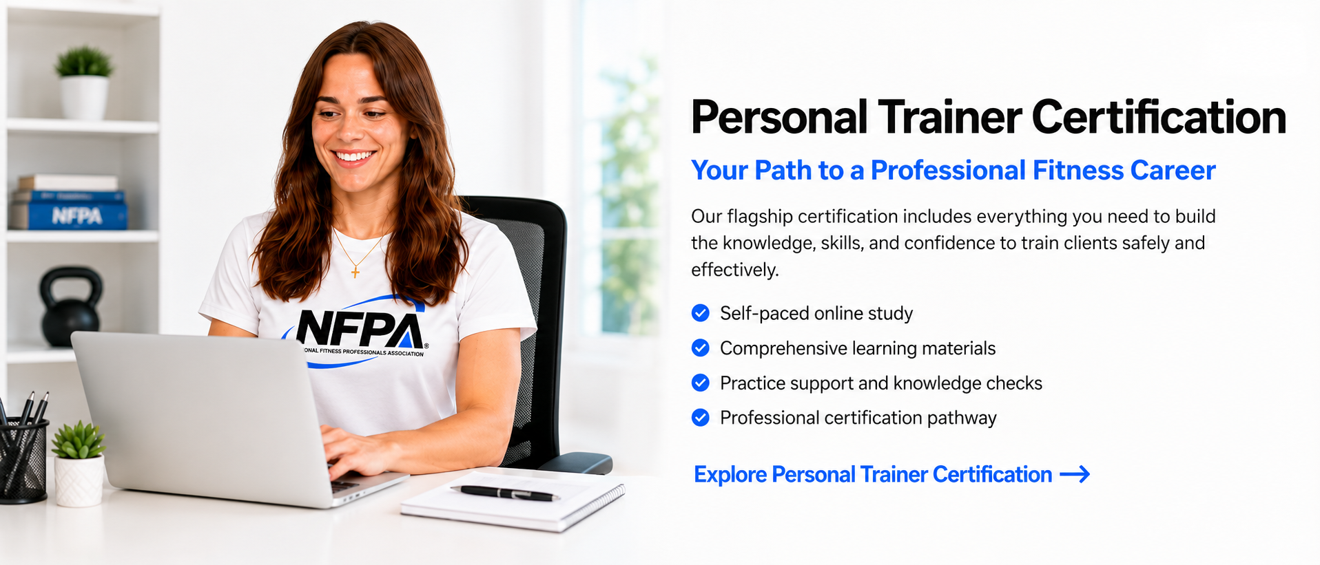 NFPA Personal Trainer Certification with self-paced online study, comprehensive learning materials, practice support, and professional certification preparation