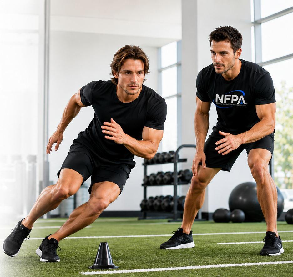NFPA sports performance coach training an athlete for speed and performance