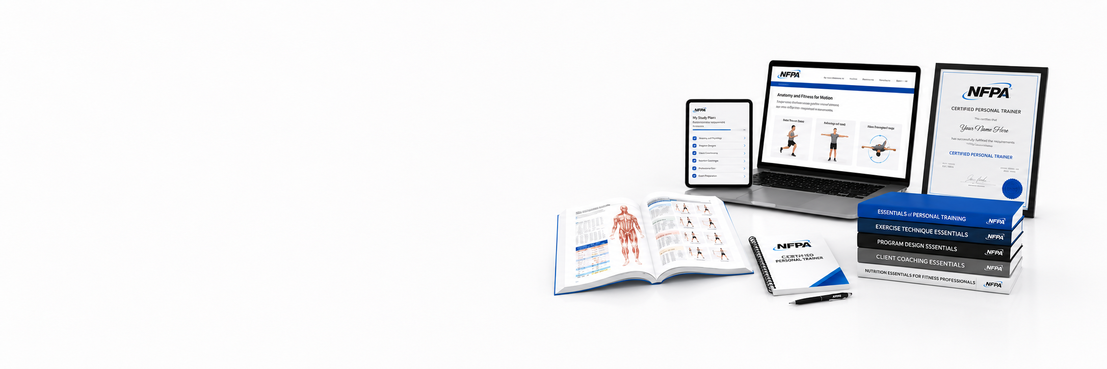 NFPA online fitness certification education with digital coursework, study materials, training manuals, and professional certification