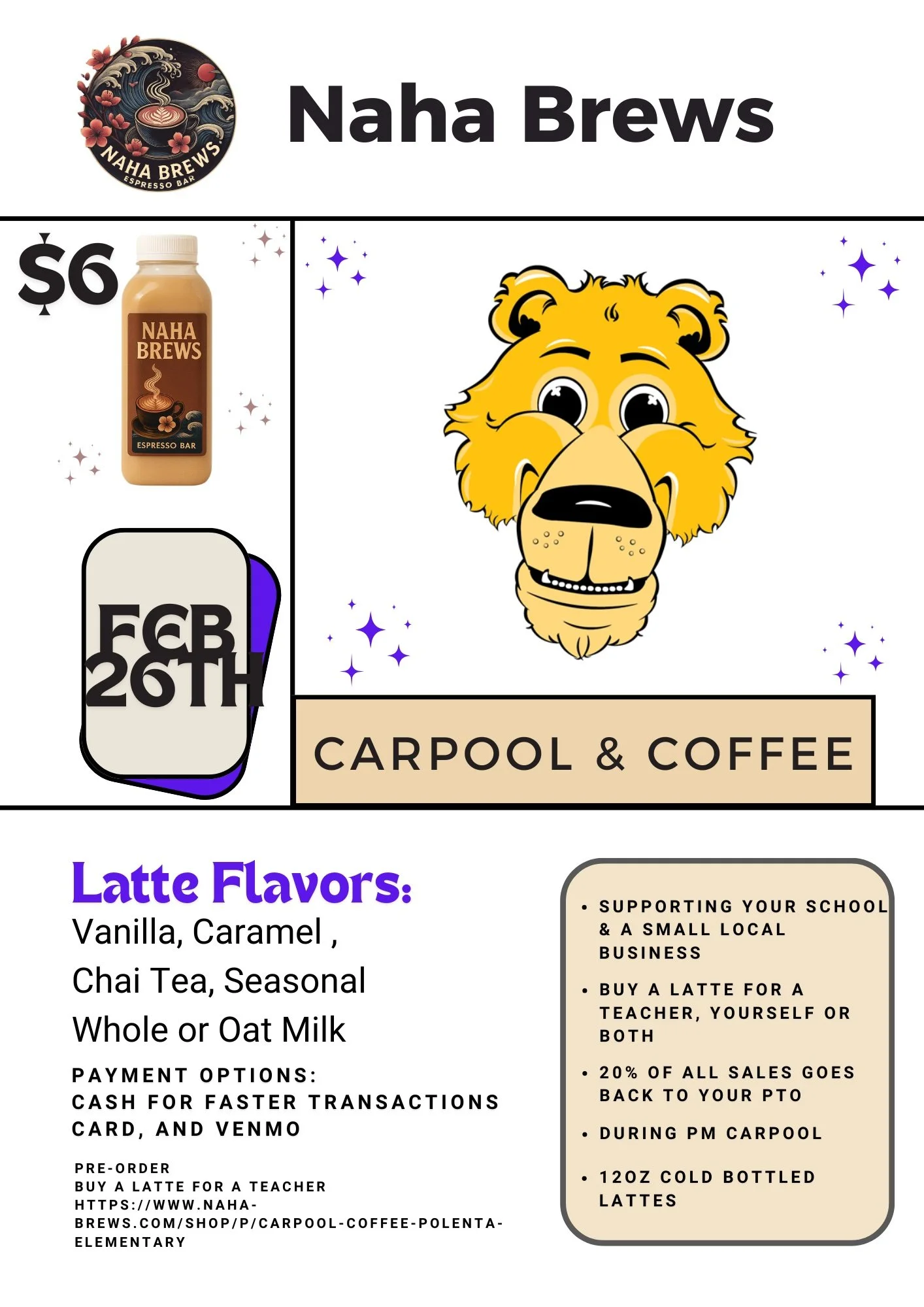 Carpool & Coffee Polenta Elementary