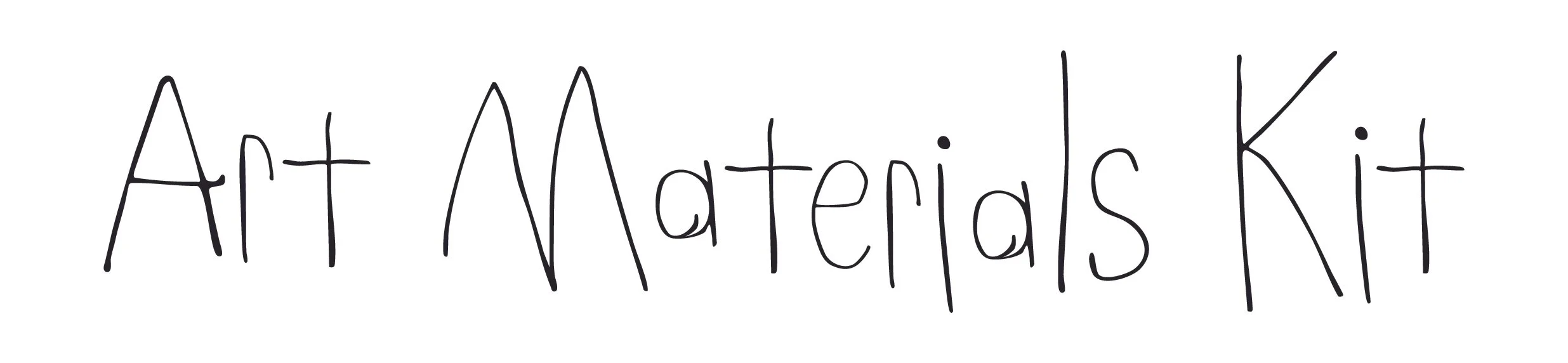 Handwritten text saying 'Art Materials Kit'