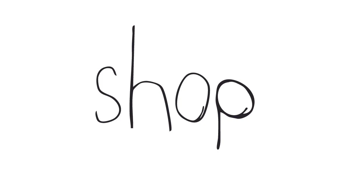 Handwritten word 'shop' in black ink on white background