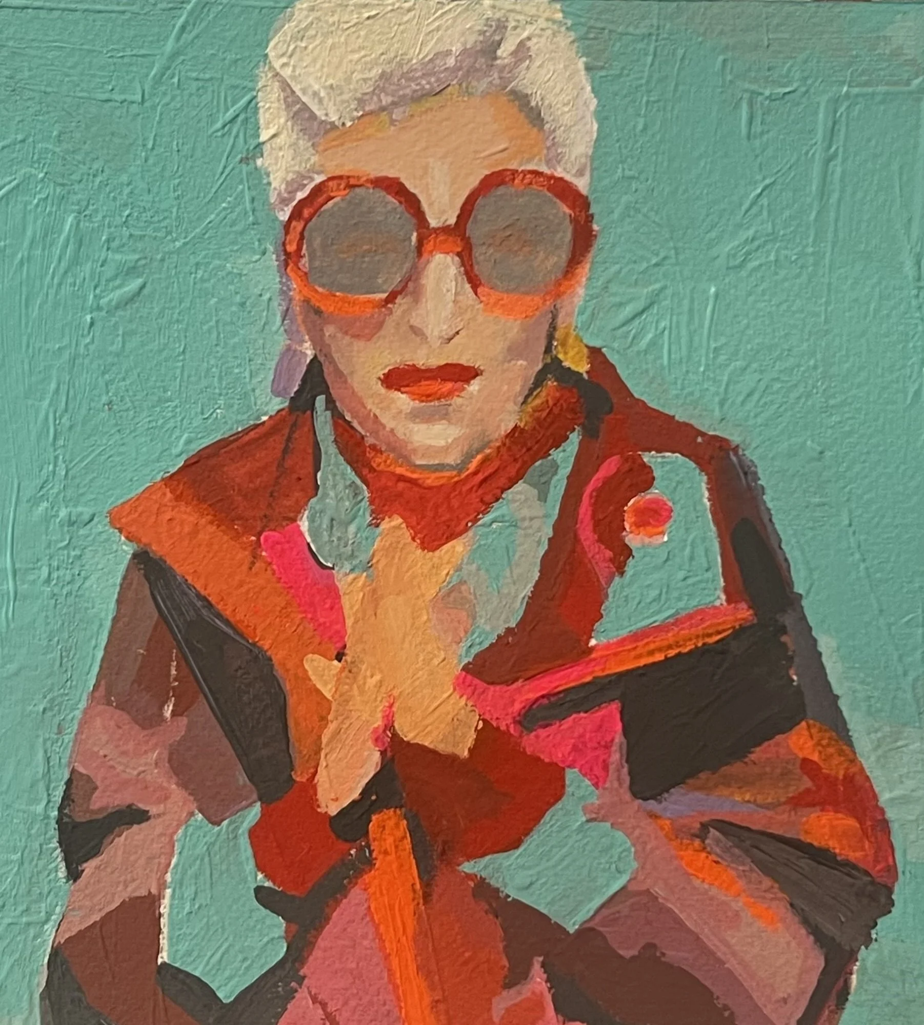 ‘Iris Apfel’ Gouache on paper. Painted right after learning of her passing.