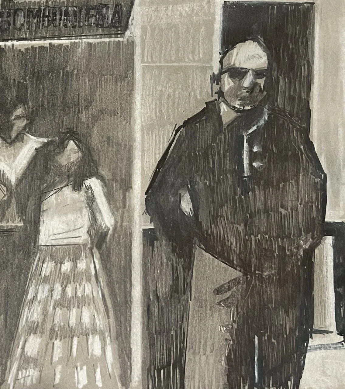 ‘The Old Country’ is a study for a series I’m exploring of portraits from old family slides and photo. Pencil and ink on paper