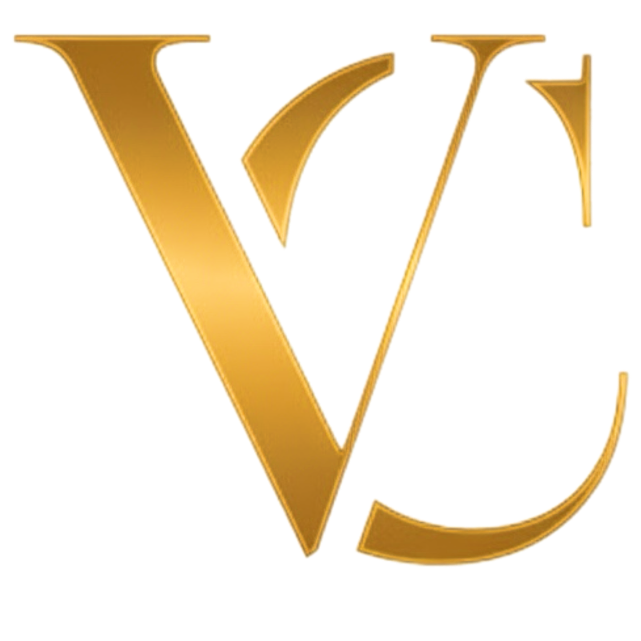 Gold logo with intertwined letters V and C on a white background.