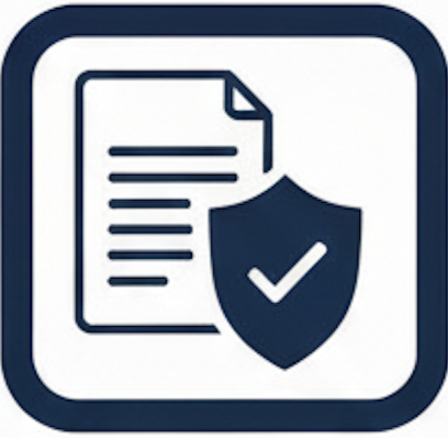 Document with shield and check mark indicating security or verification