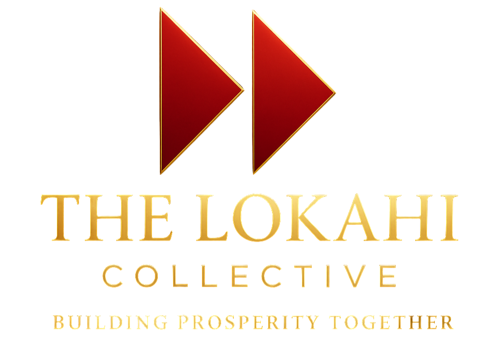 Red and gold logo with double arrows pointing to the right and the text "The Lokahi Collective Building Prosperity Together".
