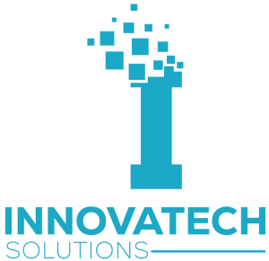 A stylized blue tree made of small squares and rectangles, with the text 'INNOVATECH SOLUTIONS' written below, featuring 'INNOVATECH' in bold and 'SOLUTIONS' in smaller font.