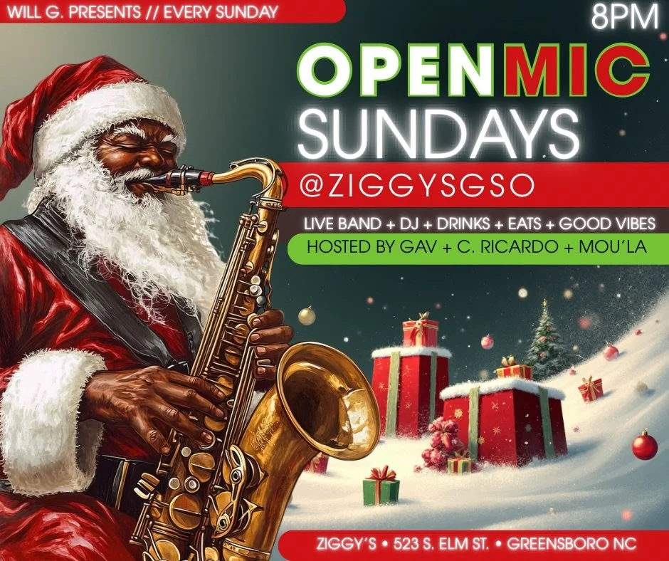🎙️🎹🎸🥁🎵🎼🎶🎷🍸
Tonight @ziggysgso ‼️
Open Mic Sundays + Live Band + Vibes
Welcoming all to hit Perform.
Click link 🔗 in bio to buy tickets 🎫 or djwillg.com

#liveband #livemusic #greensboronc #greensboro #openmic #music