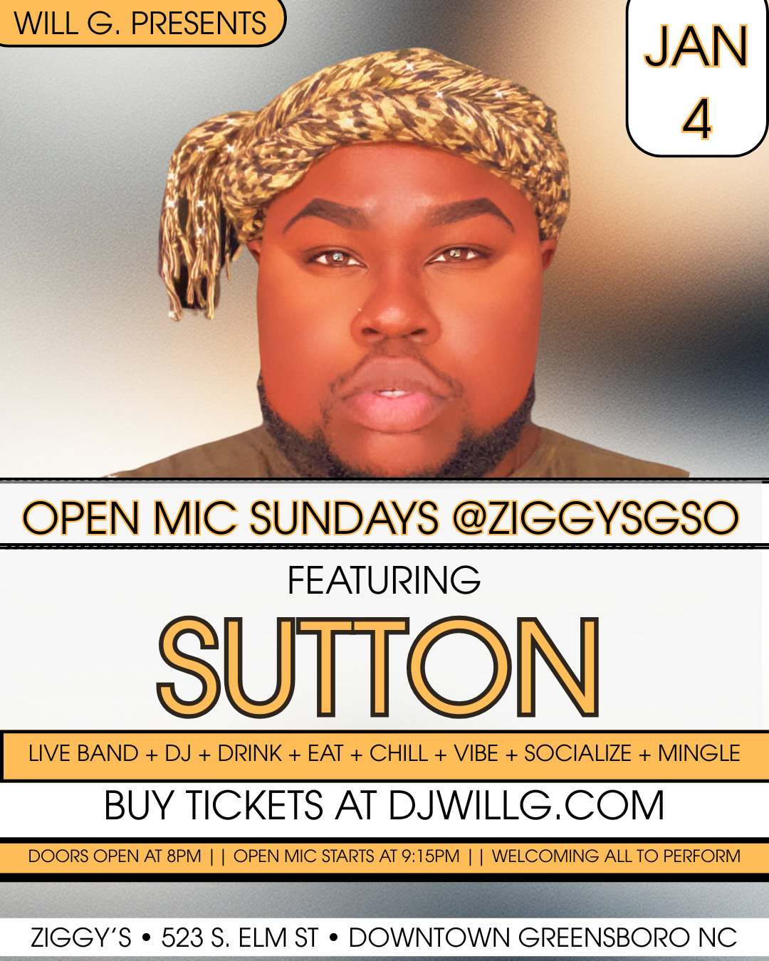Open Mic Sundays @Ziggysgso Ft. Sutton // Live Band // Every Sunday