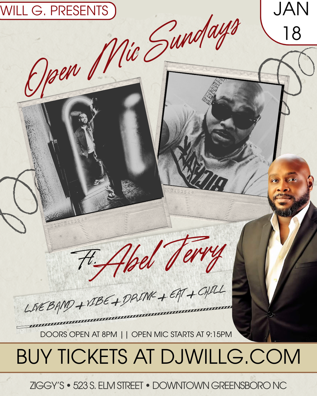 ABEL TERRY “LIVE” @OPENMIC SUNDAYS @ZIGGYSGSO // EVERY SUNDAY NIGHT // LIVE BAND