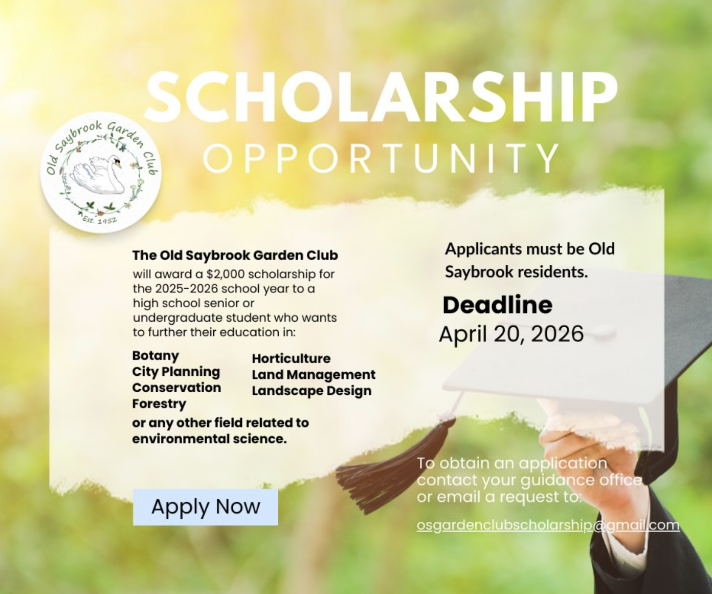 Scholarship Opportunity // OLD SAYBROOK