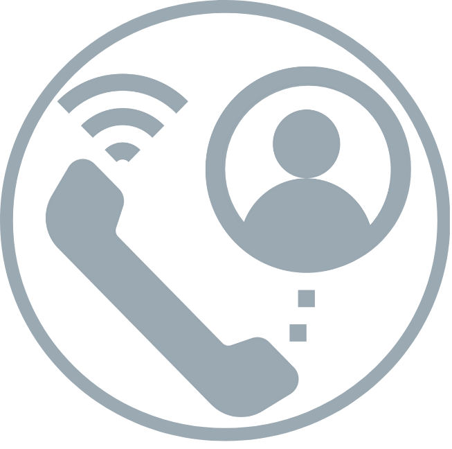 Icon of a phone with a Wi-Fi signal and a person's silhouette, representing a phone call or contact.