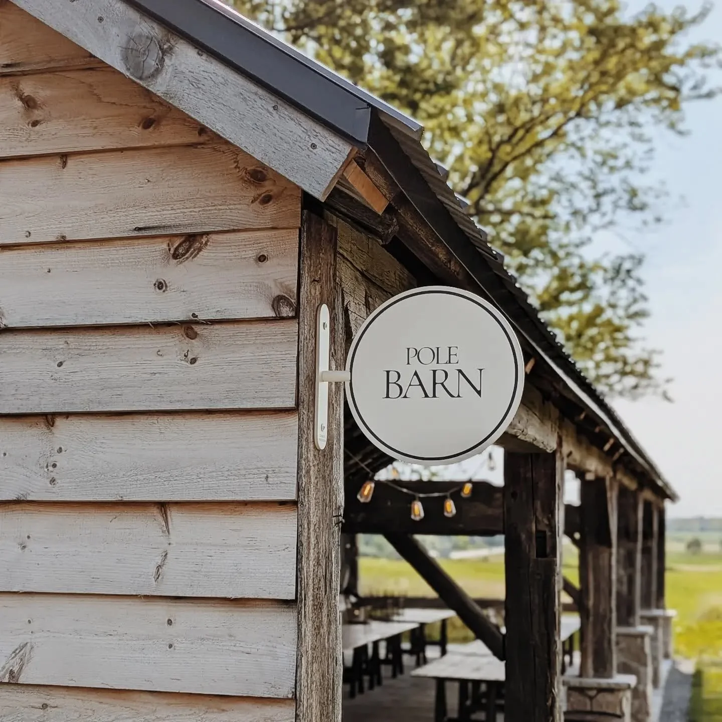 Your next celebration, here. Our pole barn seats 120 guests comfortably and is best served with golden hour sunlight. Perfect for your al fresco dinner plan✨