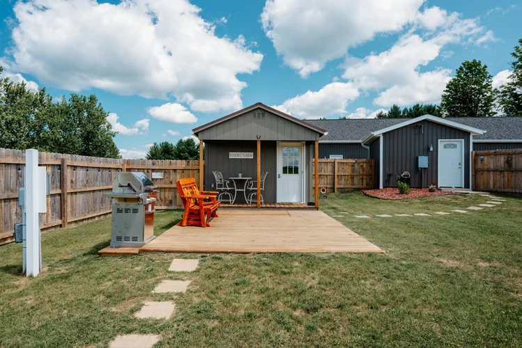 Guest house with deck beside the bath house
