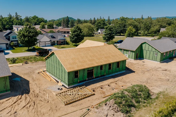 Aerial view of the back of the home