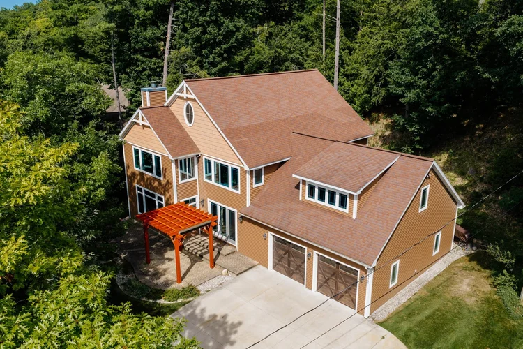 Aerial view of the home