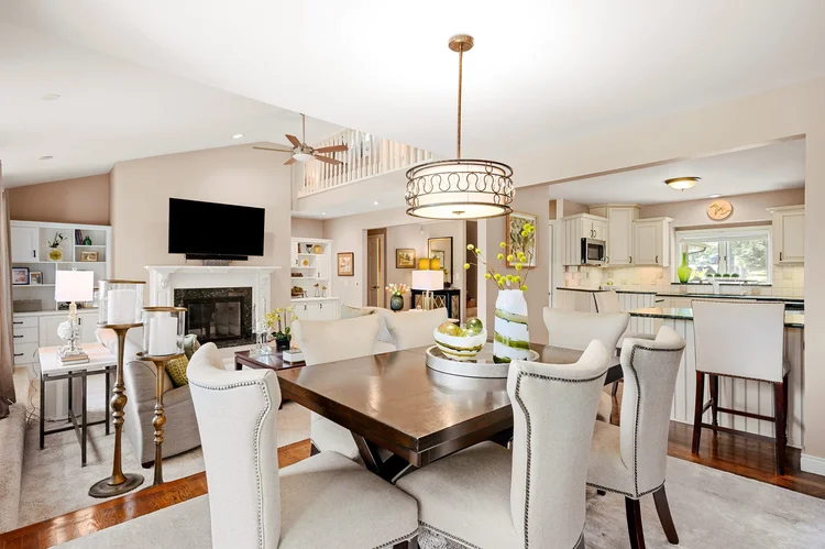 Dining area open to the living room and kitchen