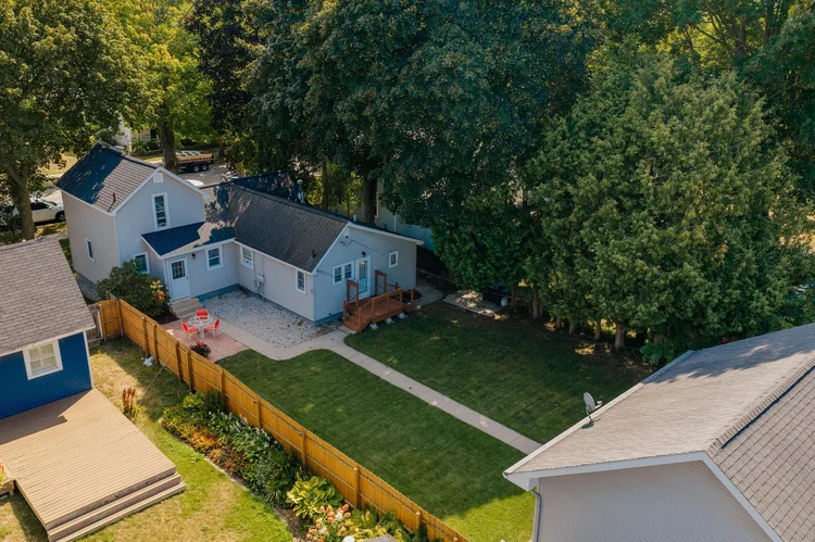 Aerial view of the backyard
