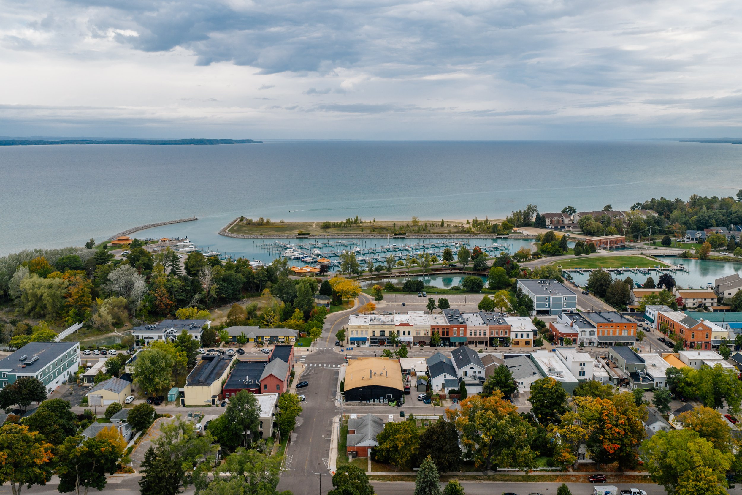 Elk rapids downtown marina summer calm day