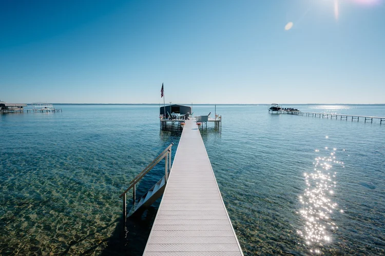 Dock extending into East Grand Traverse Bay