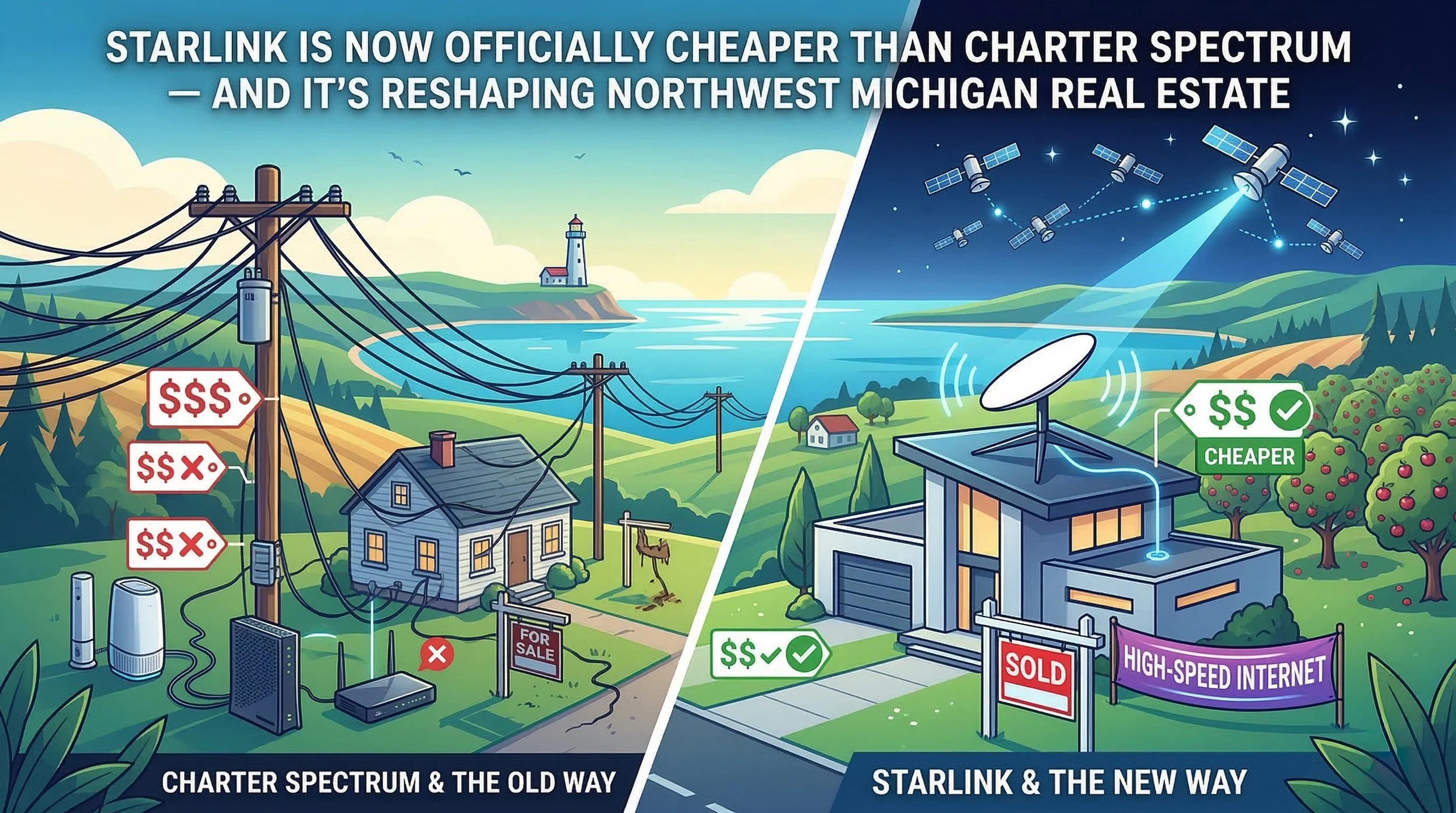 starlink vs charter spectrum northern michigan real estate