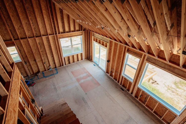 View from the upper level into the great room