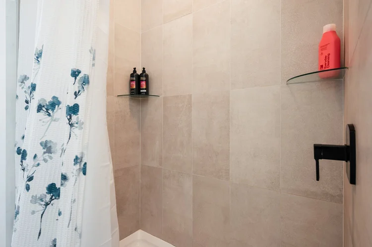 Tiled walk-in shower