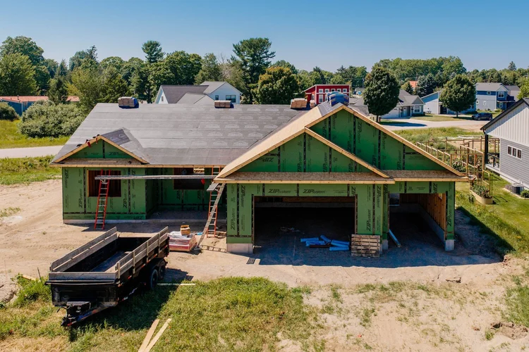 Front of the home in July during roofing