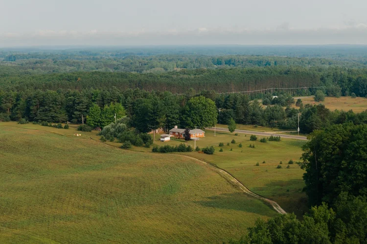 Aerial view across the acreage