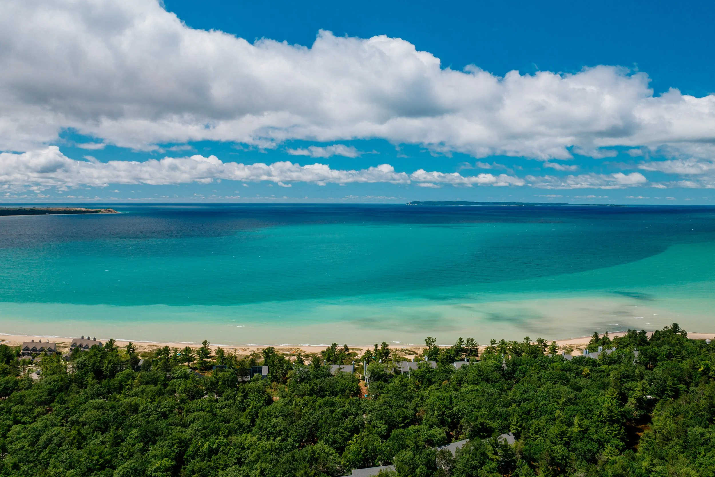 glen arbor summer aerial beach lake michigan