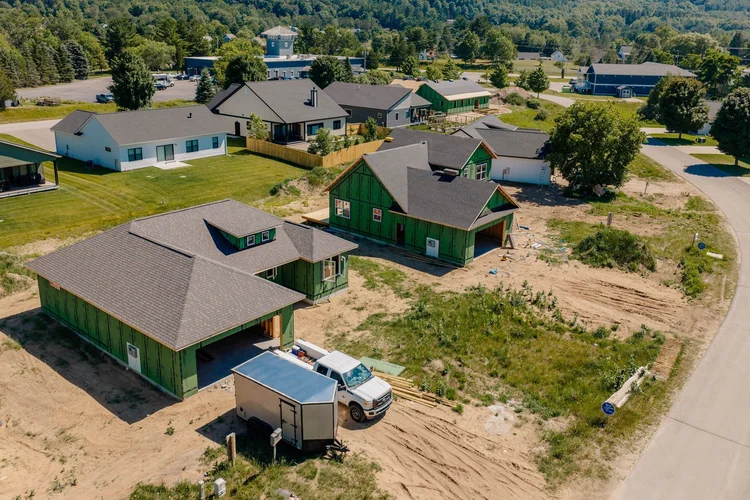Aerial of the home beside S Sunset Drive