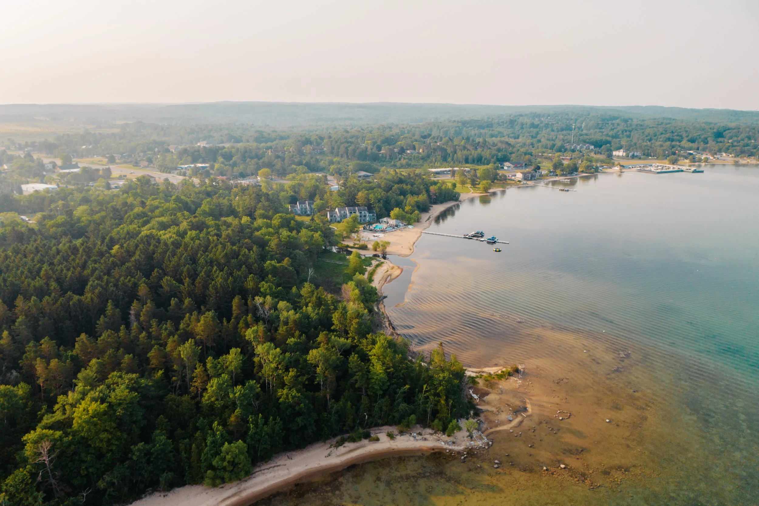 east grand traverse bay drone photo beach
