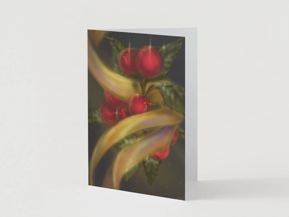 "Mistletoes x Golden Ribbons" Greeting Card