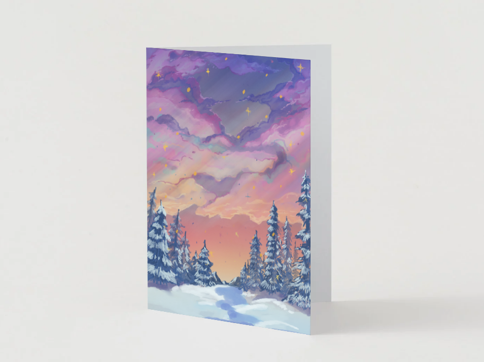 "A Star-y Winter Sunset" Greeting Card