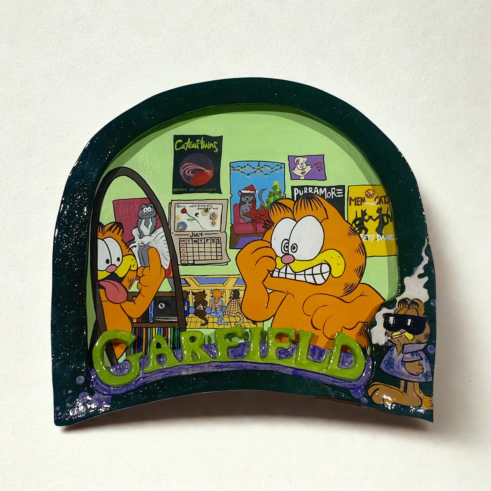 Acrylic on paper and glazed stoneware frame 