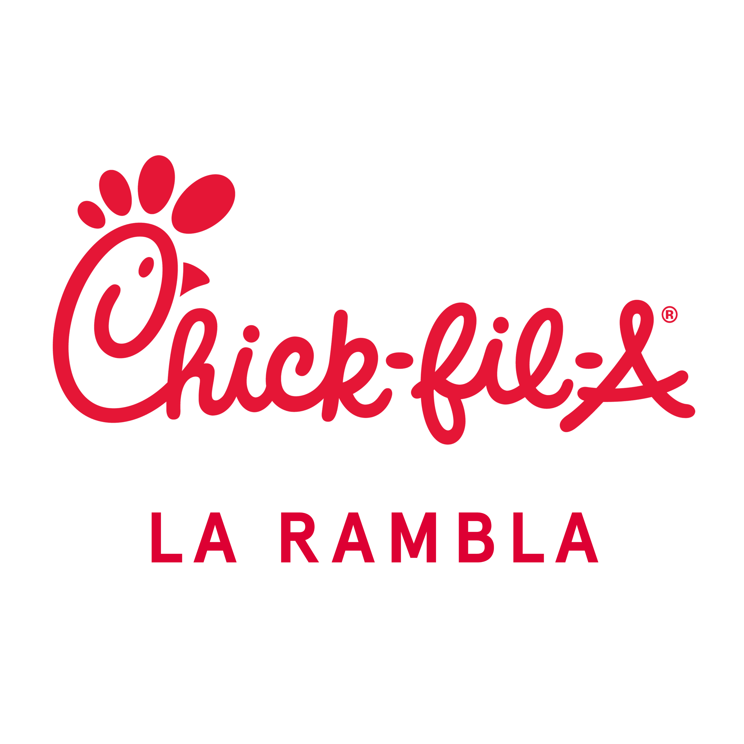 Logotipo de Chick-fil-A con el texto 'La Rambla' debajo.