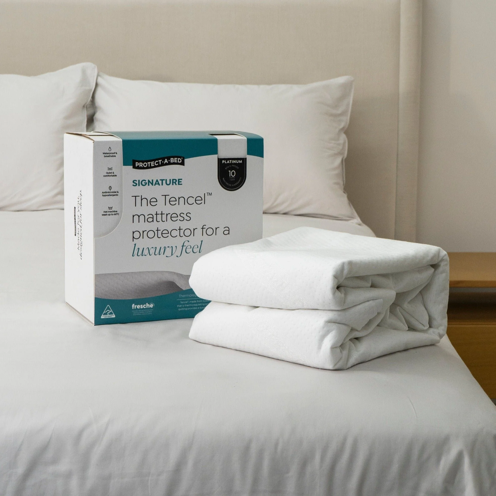 Protect-A-Bed Signature Tencel™ Jacquard Fitted Waterproof Mattress Protector (view 2) at Oaten’s Beds R Us Casino
