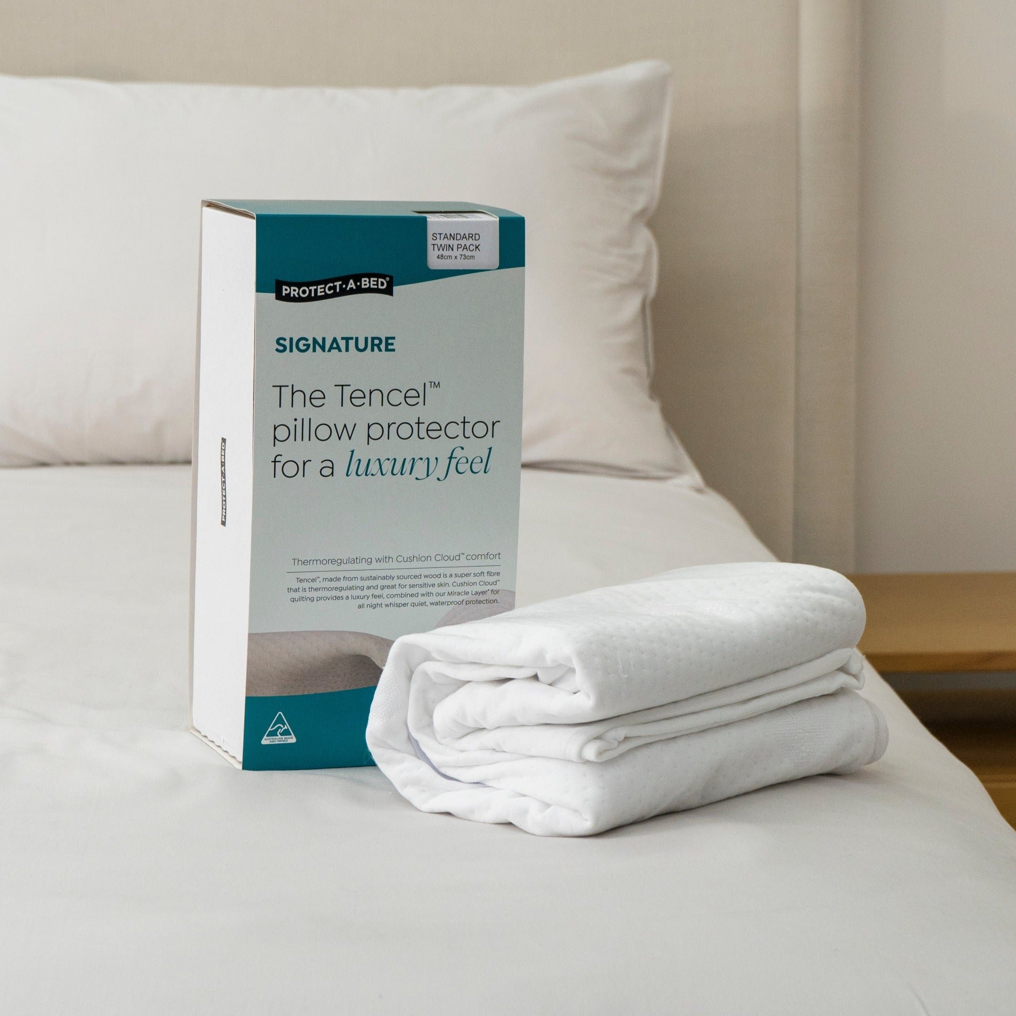 Protect-A-Bed Signature Tencel™ Jacquard Waterproof Pillow Protector (view 2) at Oaten’s Beds R Us Casino