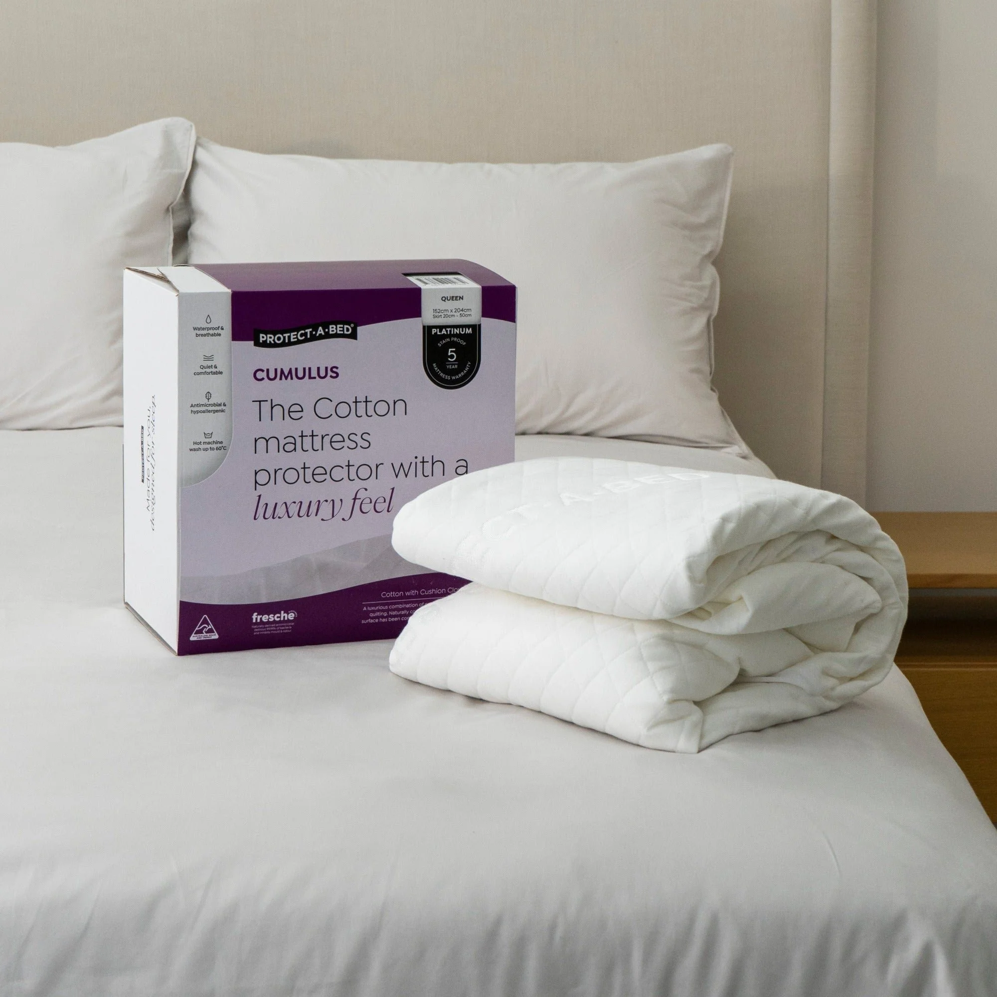 Protect-A-Bed Cumulus™ Cotton Jacquard Fitted Waterproof Mattress Protector (view 2) at Oaten’s Beds R Us Casino