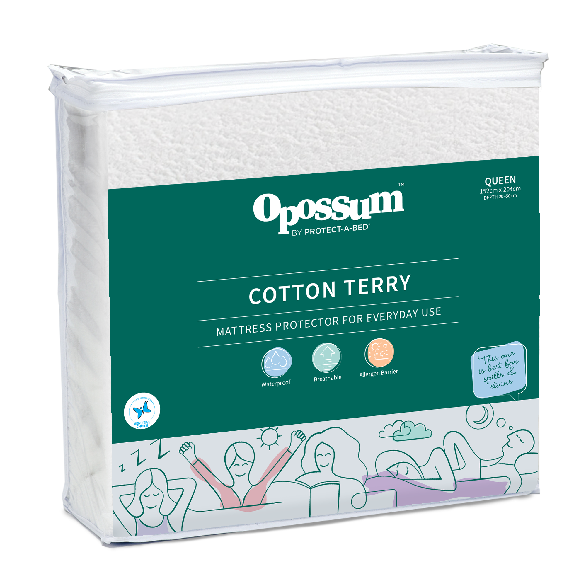 Protect-A-Bed Cotton Terry Fitted Waterproof Mattress Protector at Oaten’s Beds R Us Casino