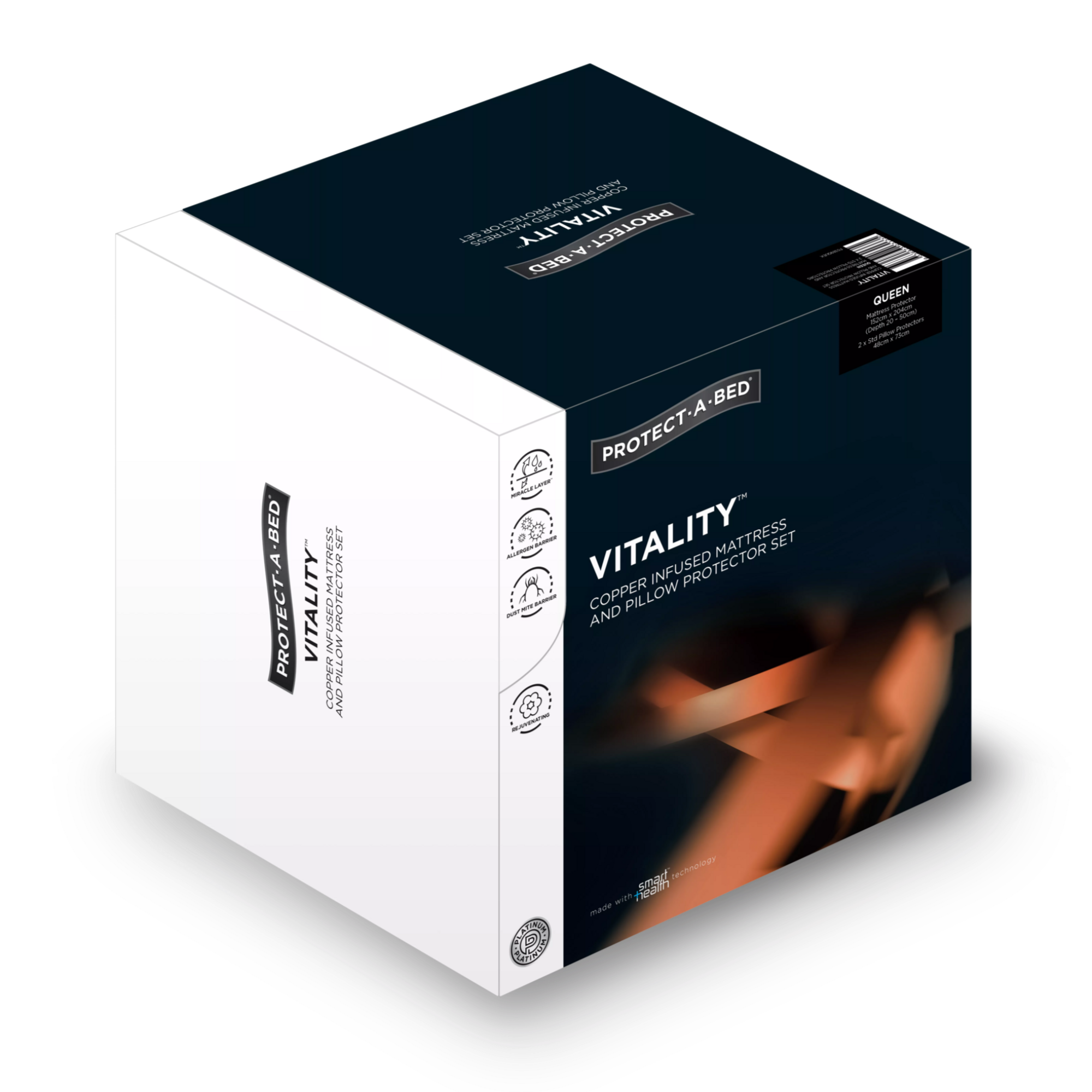 Protect-A-Bed Vitality™ Copper Infused Fitted Waterproof Mattress and Pillow Protector Set at Oaten’s Beds R Us Casino
