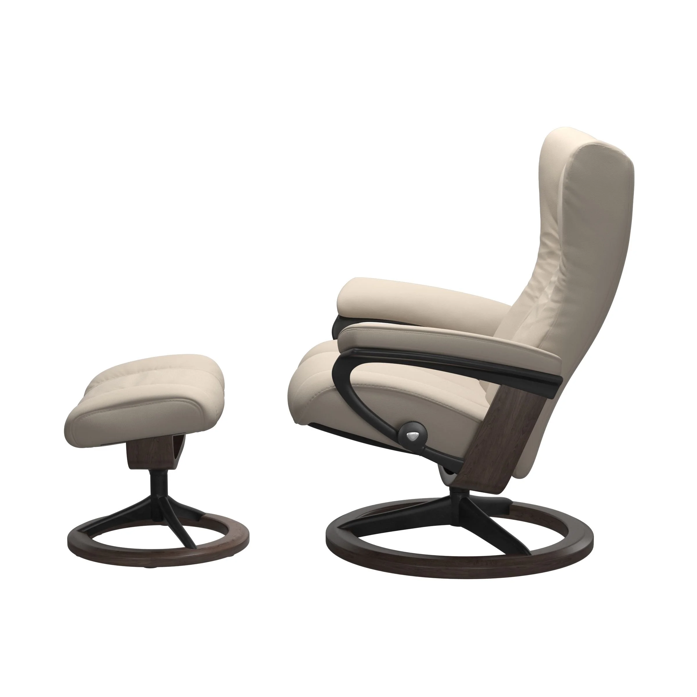 Stressless® Wing Signature / Cross Recliner & Footstool – view 2 at Oaten’s Casino NSW