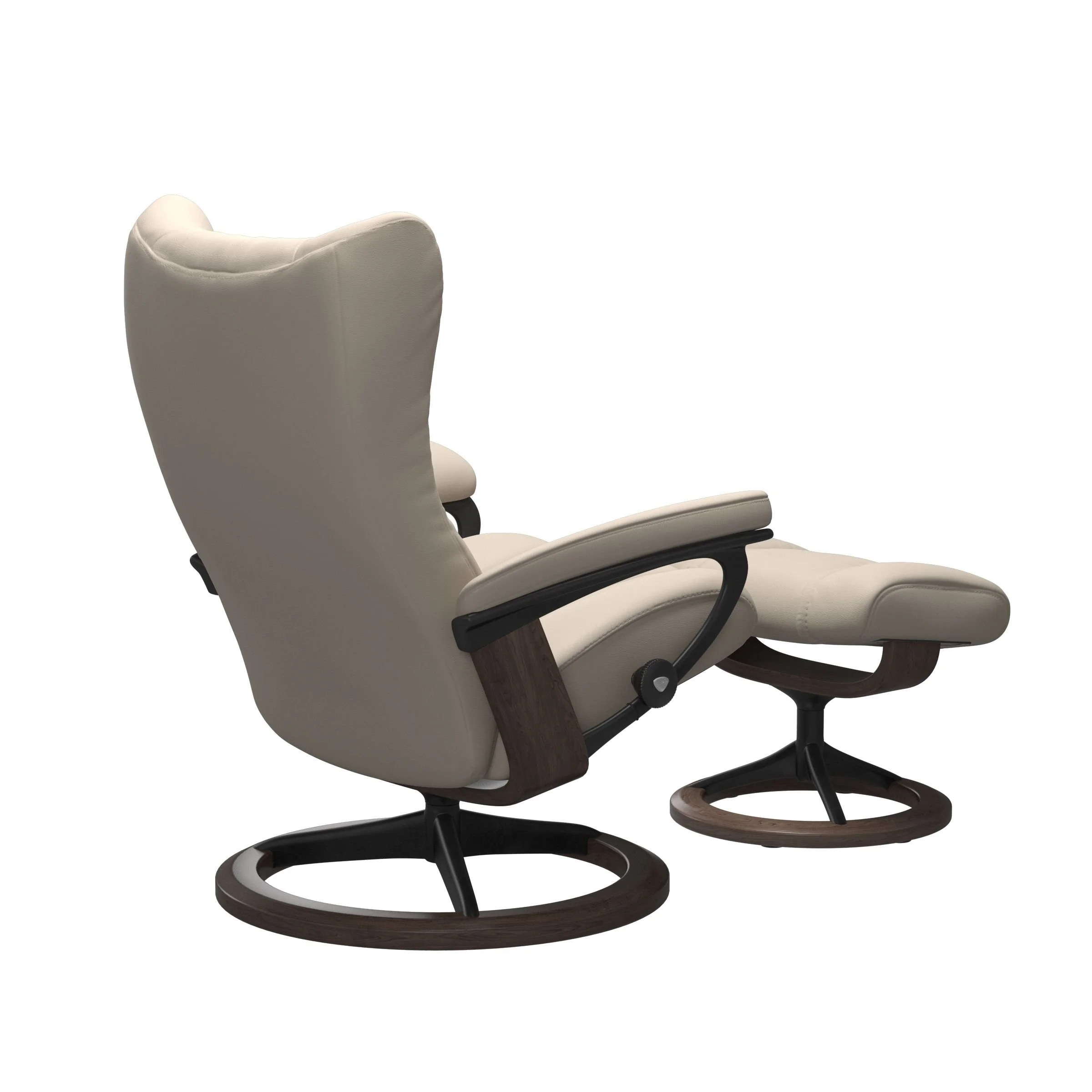 Stressless® Wing Signature / Cross Recliner & Footstool – view 4 at Oaten’s Casino NSW